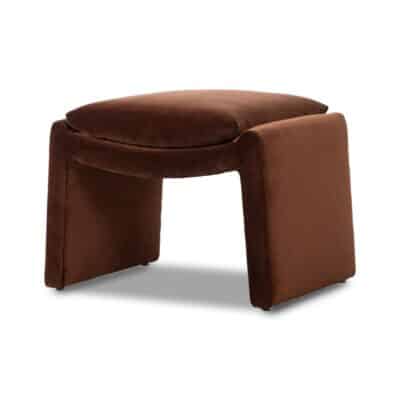 Curved Angular Auburn Velvet Ottoman