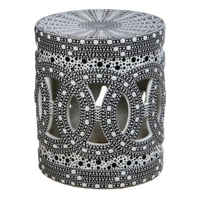 Black Ribbed Ceramic Garden Stool