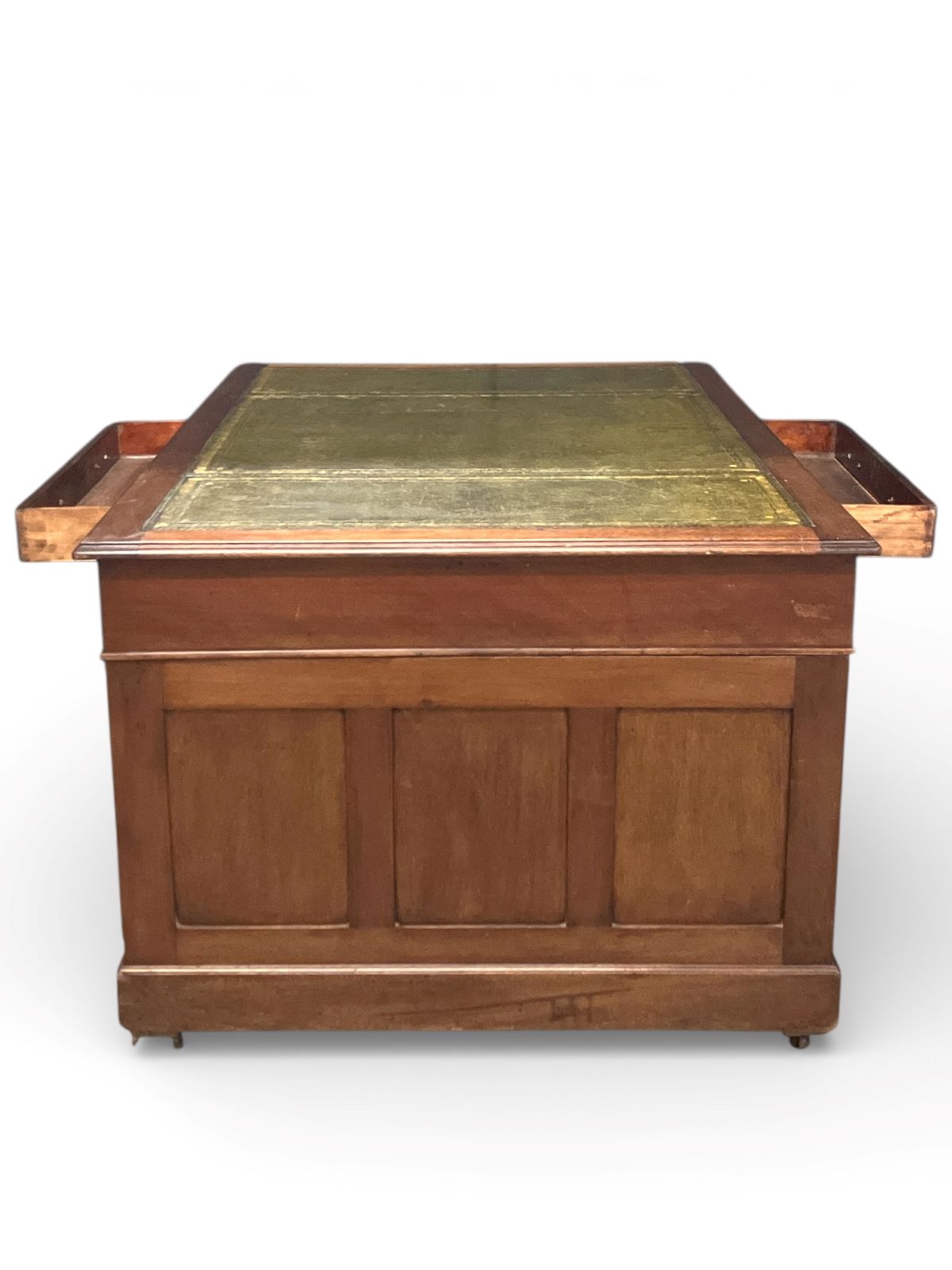 Vintage Leather Top Partner's Desk - Image 5