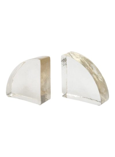 Vintage Set of Glass Curved Bookends