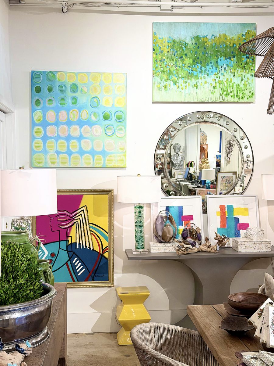 Close-up of vibrant oil painting on canvas, showcasing Shelley Marron's Rainy Day Original Art.