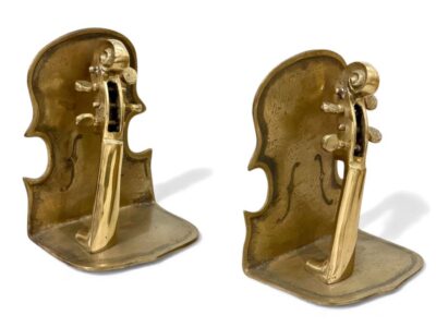 Vintage Mid-Century Brass Violin Bookends