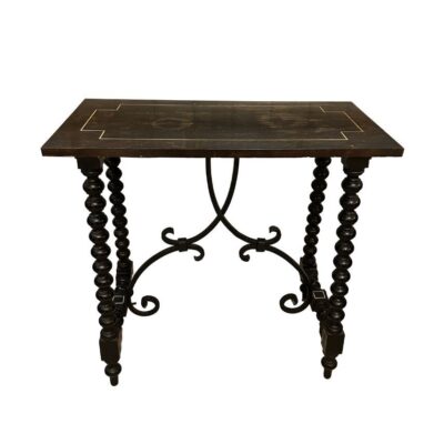 Antique Bone Inlay Ebony Wood Console