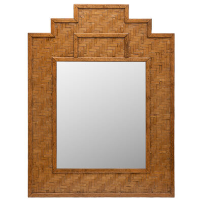 Vintage Woven Bamboo Mirror