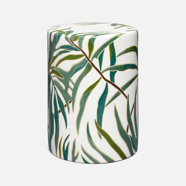 Dorothy Ceramic Palm Motif Stool - Image 2