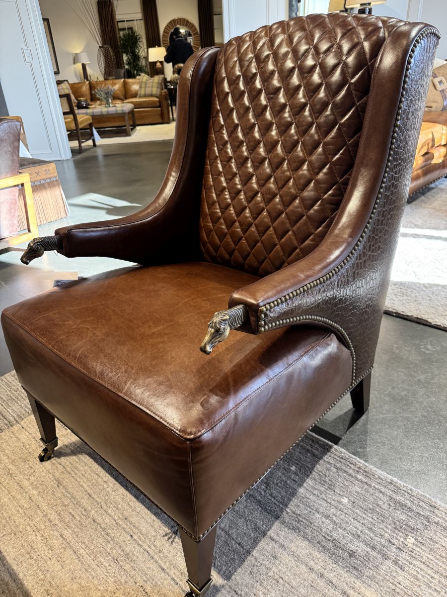 Quilted Leather Wing Chair - Image 4