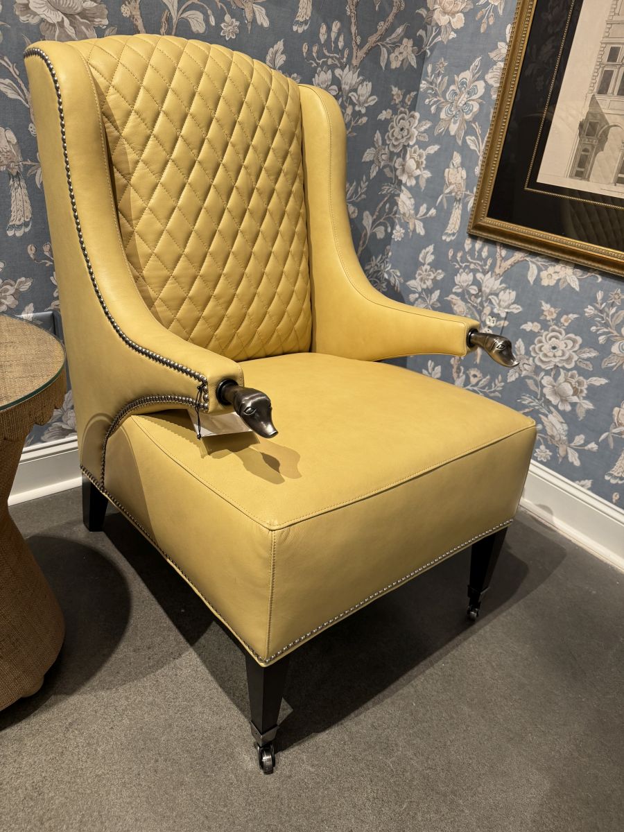 Quilted Leather Wing Chair - Image 5