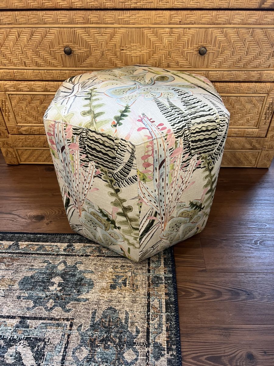 Botanical Pouf Ottoman Stool - Image 2