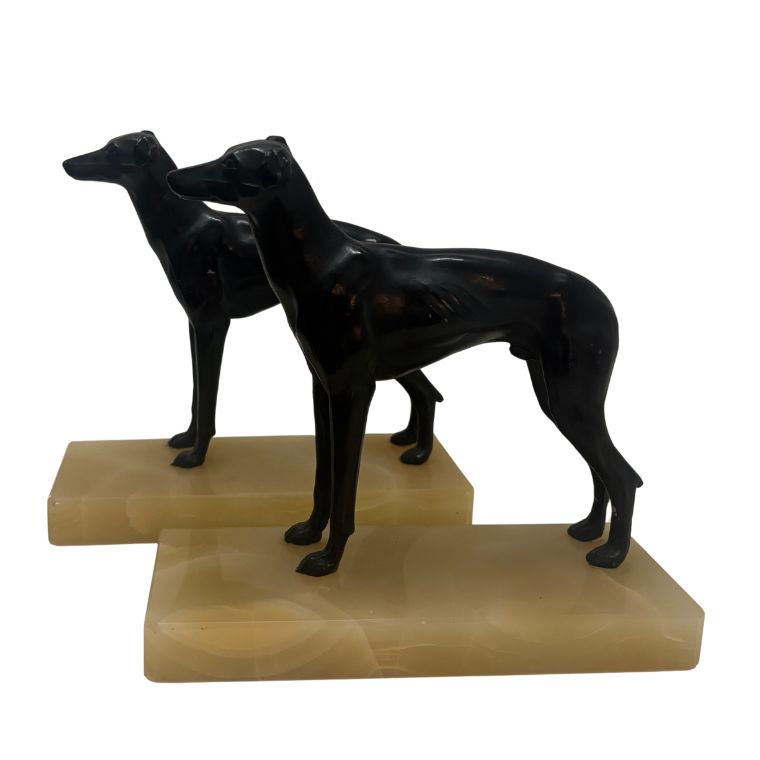 Pair of Vintage Bronze Greyhound Bookends - Image 2