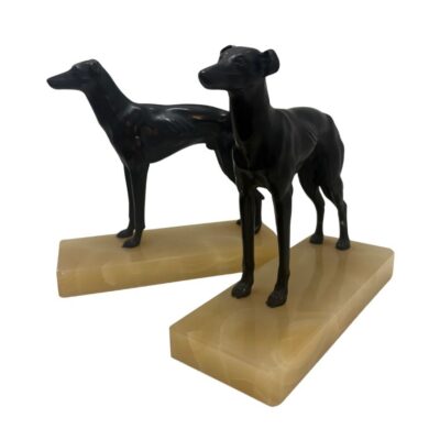 Pair of Vintage Bronze Greyhound Bookends