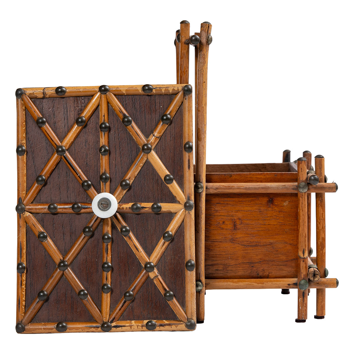 Antique English Bamboo Wooden Box - Image 5