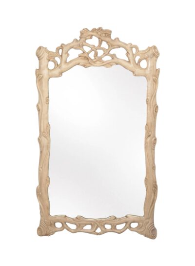 Vintage Hand Carved Faux Bois Wood Mirror