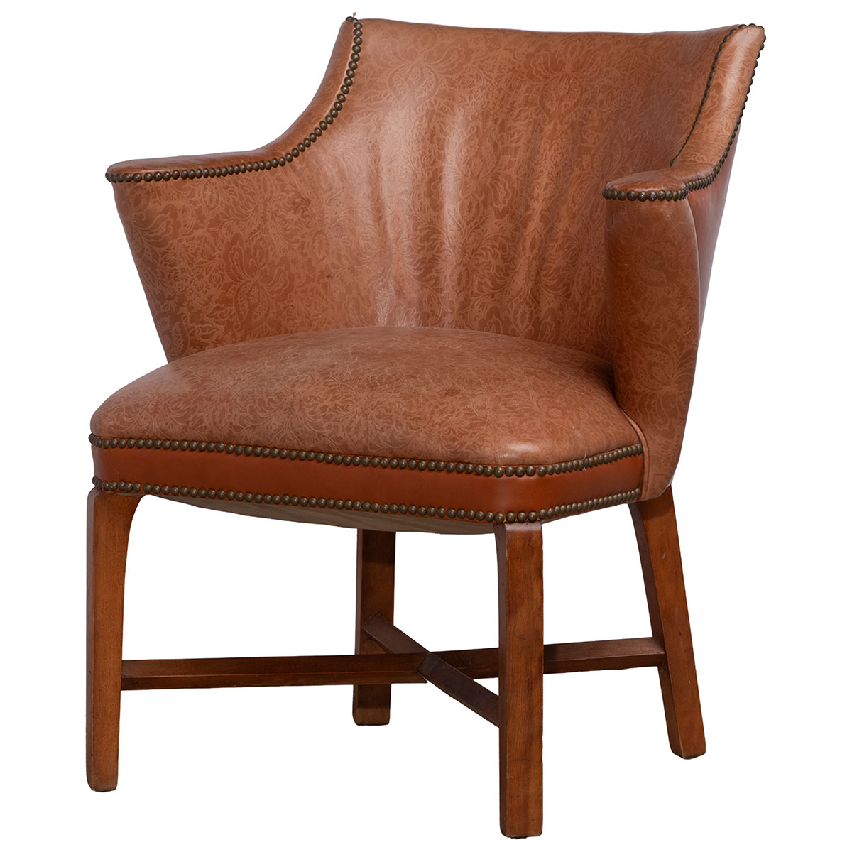 Pair of Vintage Tooled Leather Accent Chairs - Image 2
