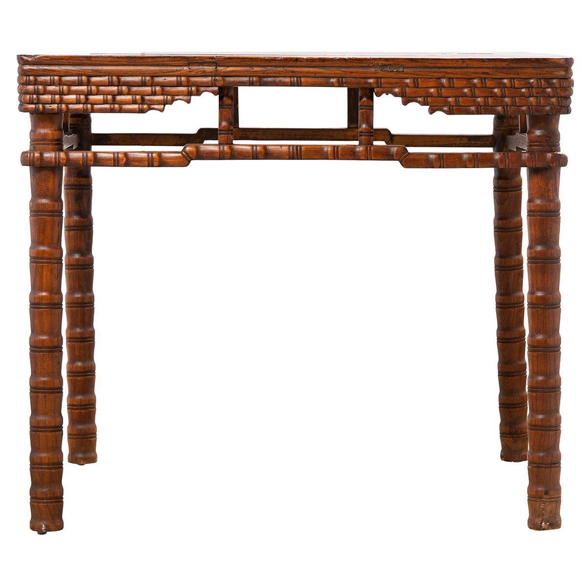Antique Chinese Carved Faux Bamboo Game or Hall Table - Image 2