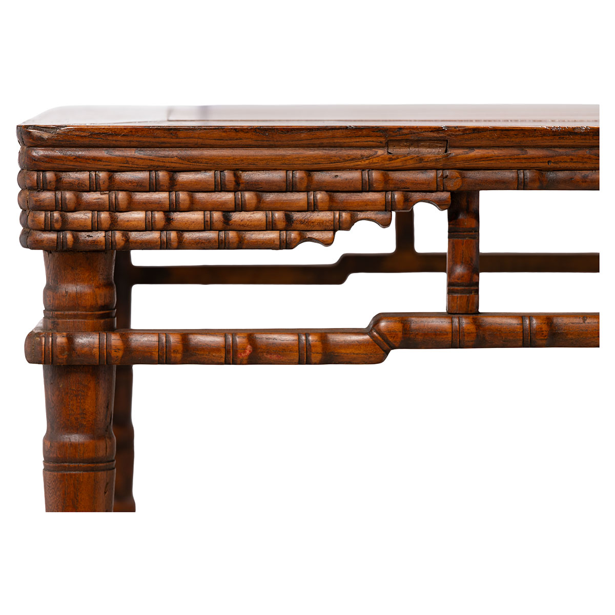 Antique Chinese Carved Faux Bamboo Game or Hall Table - Image 3