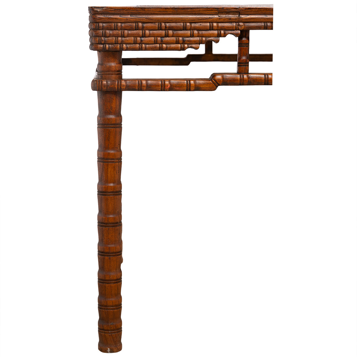 Antique Chinese Carved Faux Bamboo Game or Hall Table - Image 5