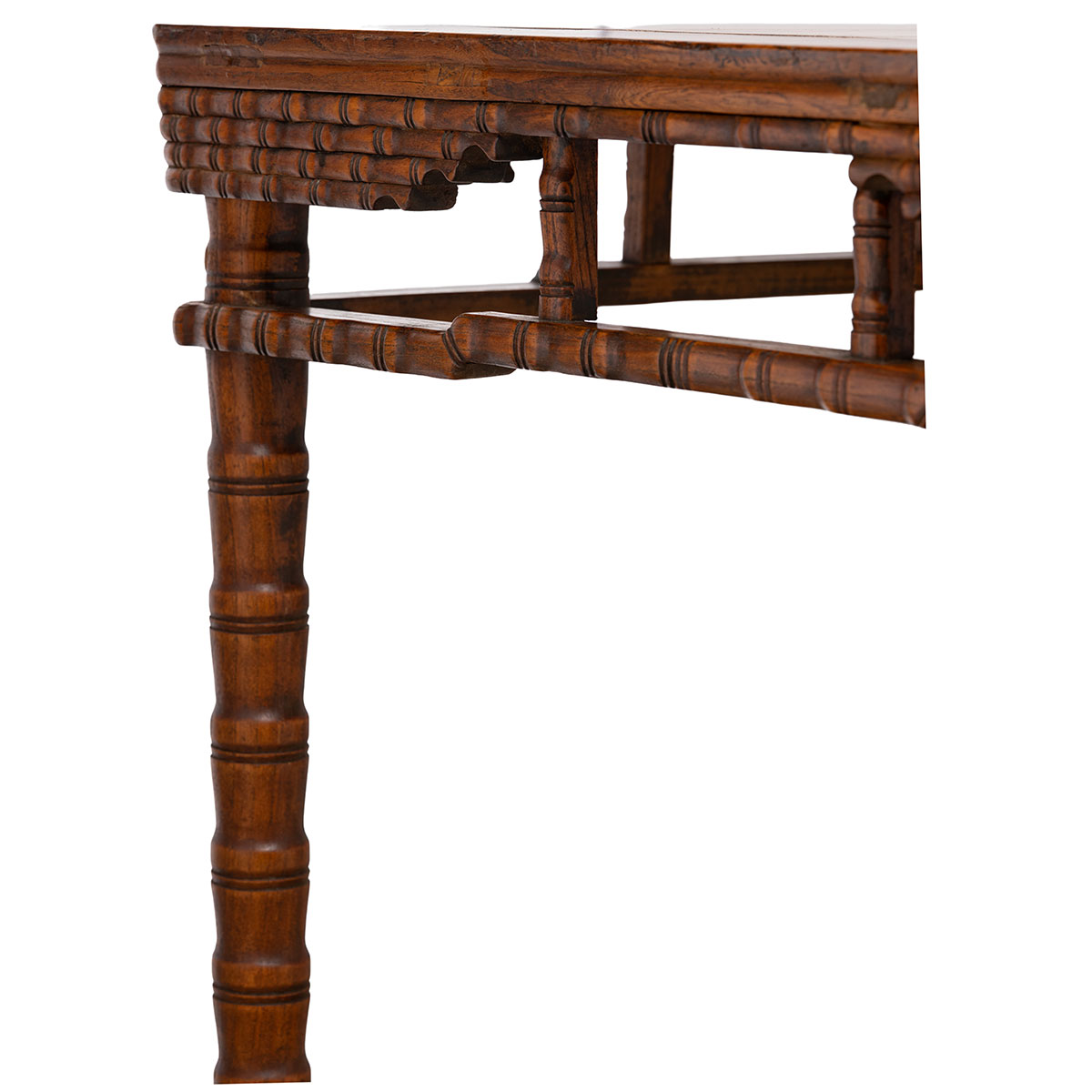 Antique Chinese Carved Faux Bamboo Game or Hall Table - Image 7