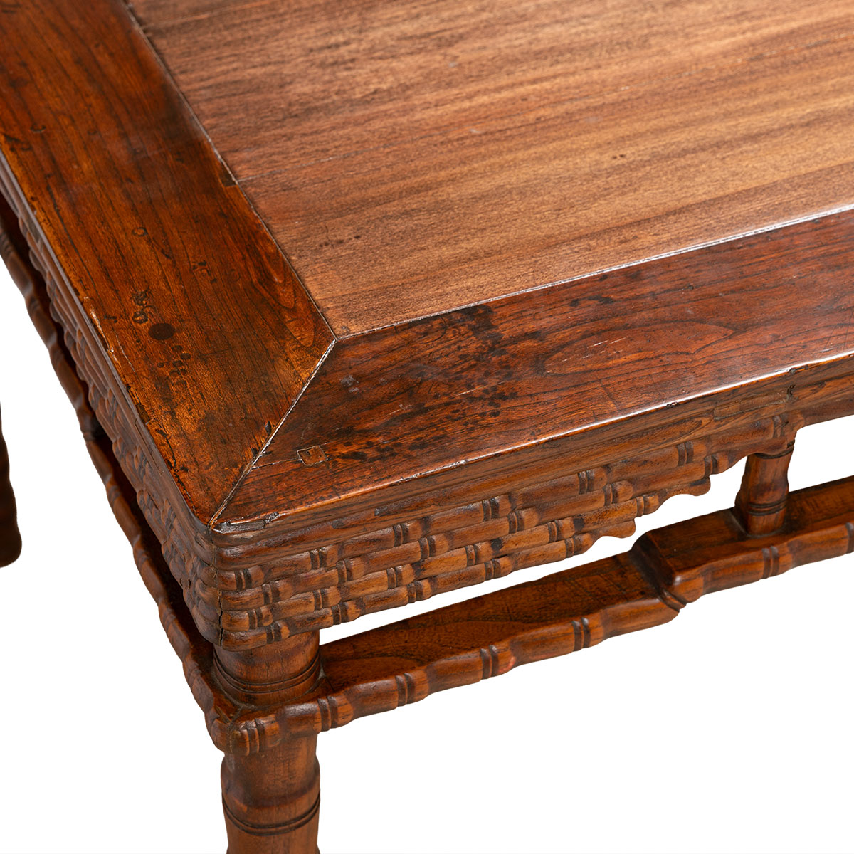 Antique Chinese Carved Faux Bamboo Game or Hall Table - Image 8