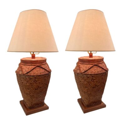 Pair of Vintage Mid-Century Bamboo Lamps