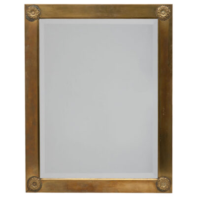 Vintage French Brass Vanity Mirror with Corner Florets