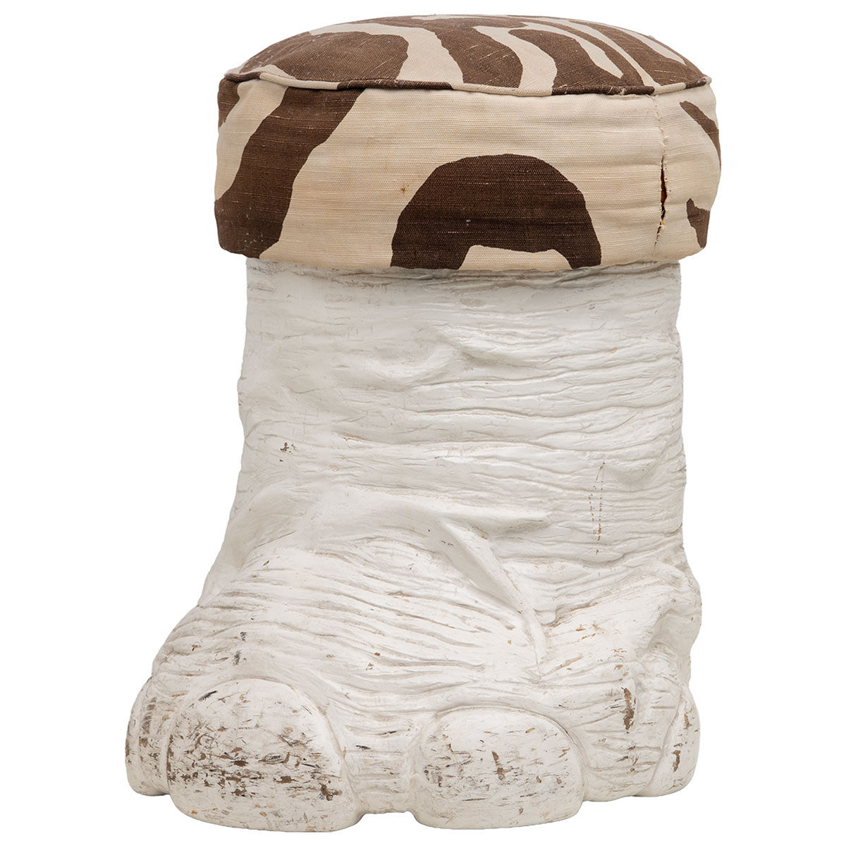 Vintage White Lacquered Resin Faux Foot Stool