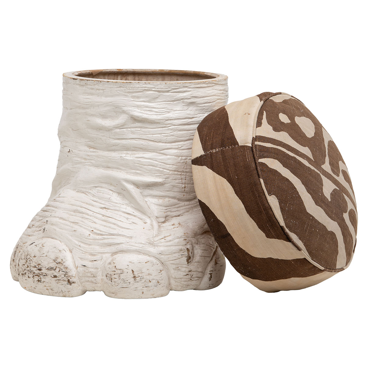 Vintage White Lacquered Resin Faux Foot Stool - Image 4