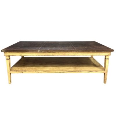 Vintage Tin Top Plant Table with Aged Metal Top