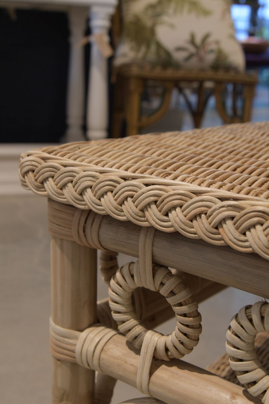 Rattan Coffee Table with Circle Detail - Image 3