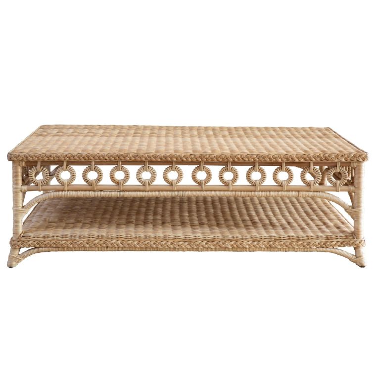 Rattan Coffee Table with Circle Detail - Image 2