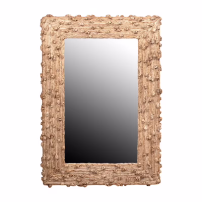 Natural Knotted Fiber Rectangular Mirror