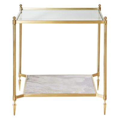 Glass and Green Onyx Inlaid Side Table