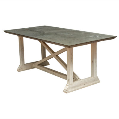 Vintage Aged Zinc X Base Dining Table