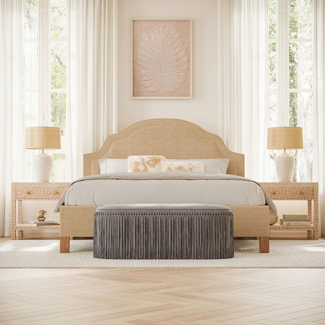 Fringed Suede Bench - Image 8