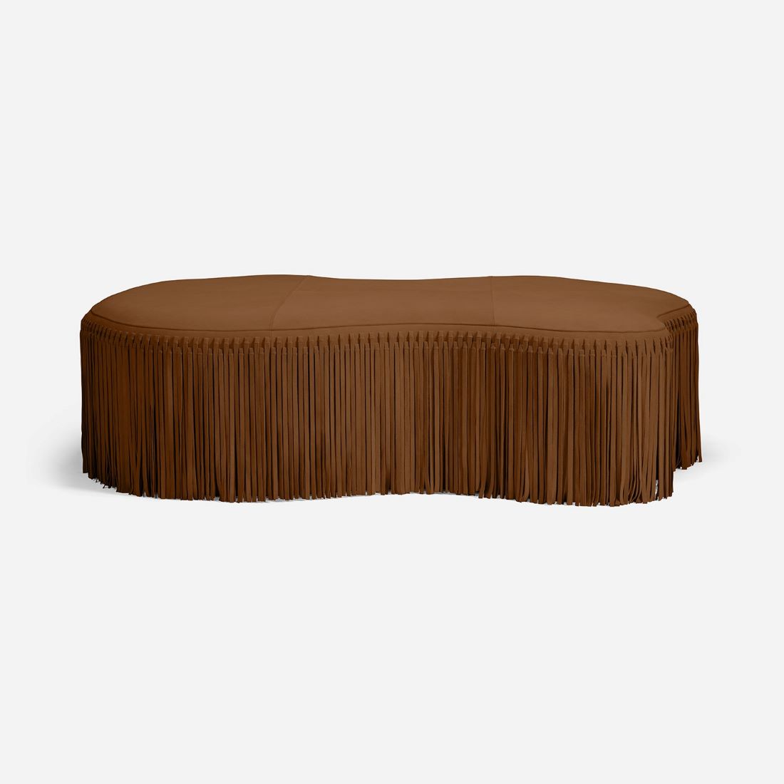 Fringed Suede Organic Shaped Coffee Table - Image 4