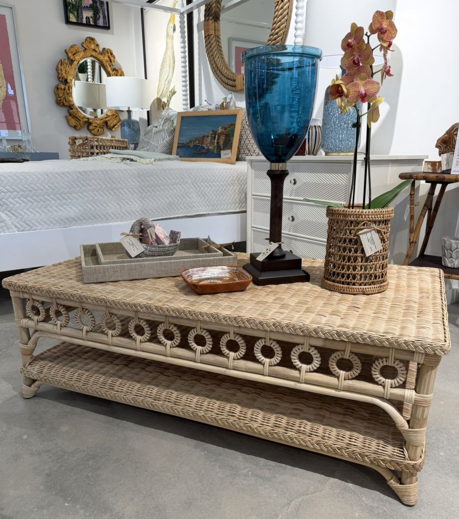 Rattan Coffee Table with Circle Detail - Image 9