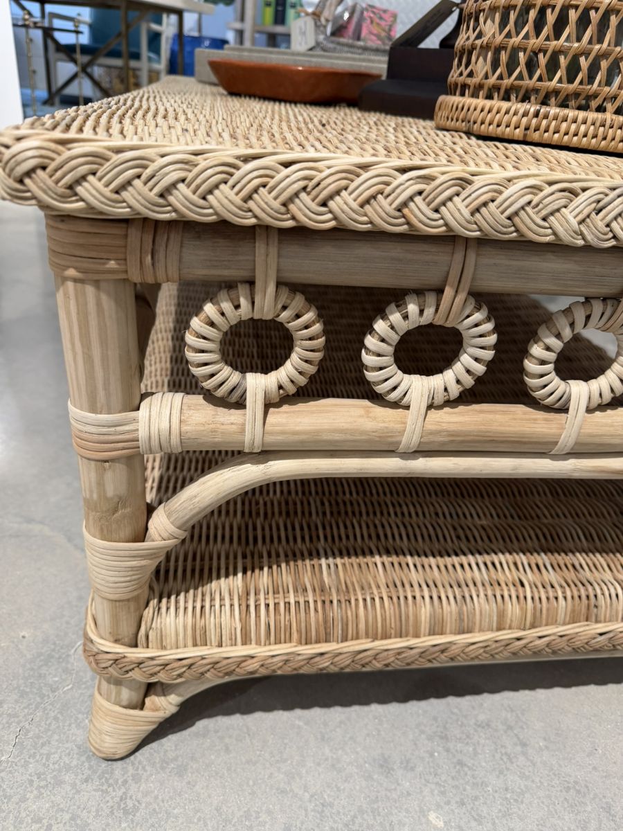 Rattan Coffee Table with Circle Detail - Image 7