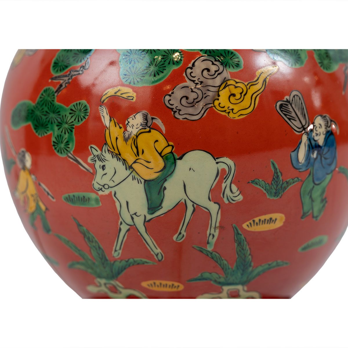 Vintage Chinese Red Porcelain Floral Lamp - Image 5