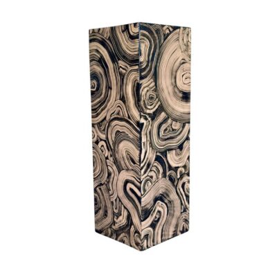Large Black and Tan Swirl Hand Painted Cast Plaster Pedestal