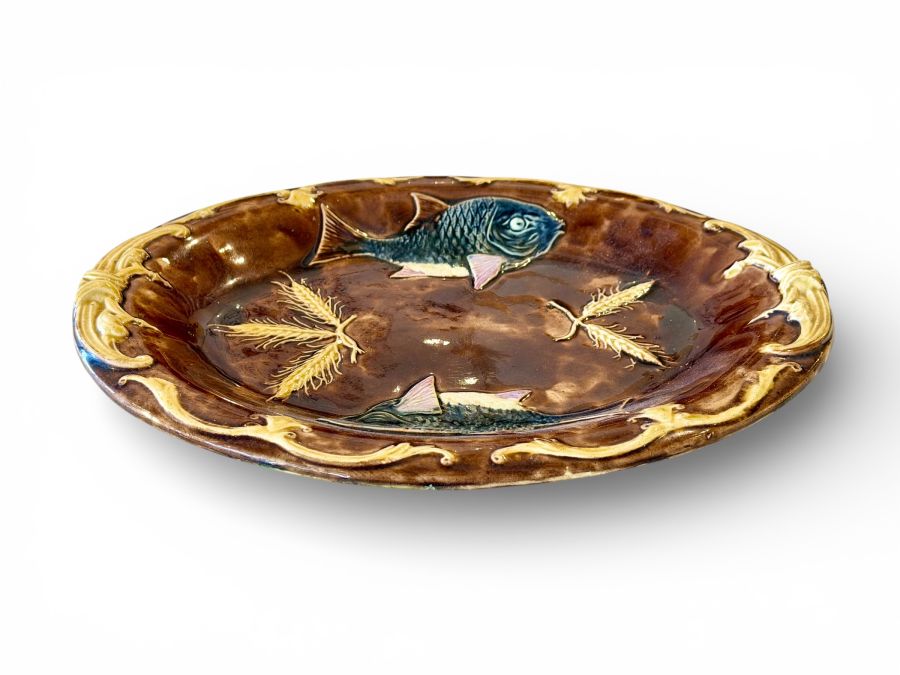 Vintage Large Brown Majolica Fish Platter - Image 3