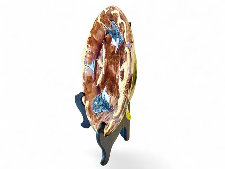 Vintage Large Brown Majolica Fish Platter - Image 4