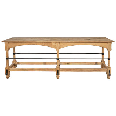 Vintage Oak Console with Iron Stretchers