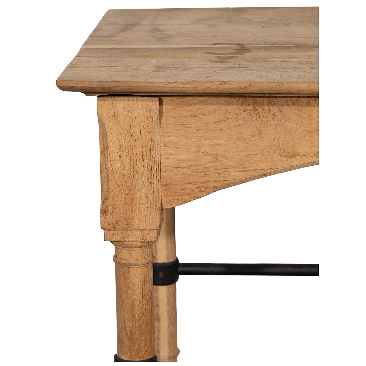 Vintage Oak Console with Iron Stretchers - Image 4