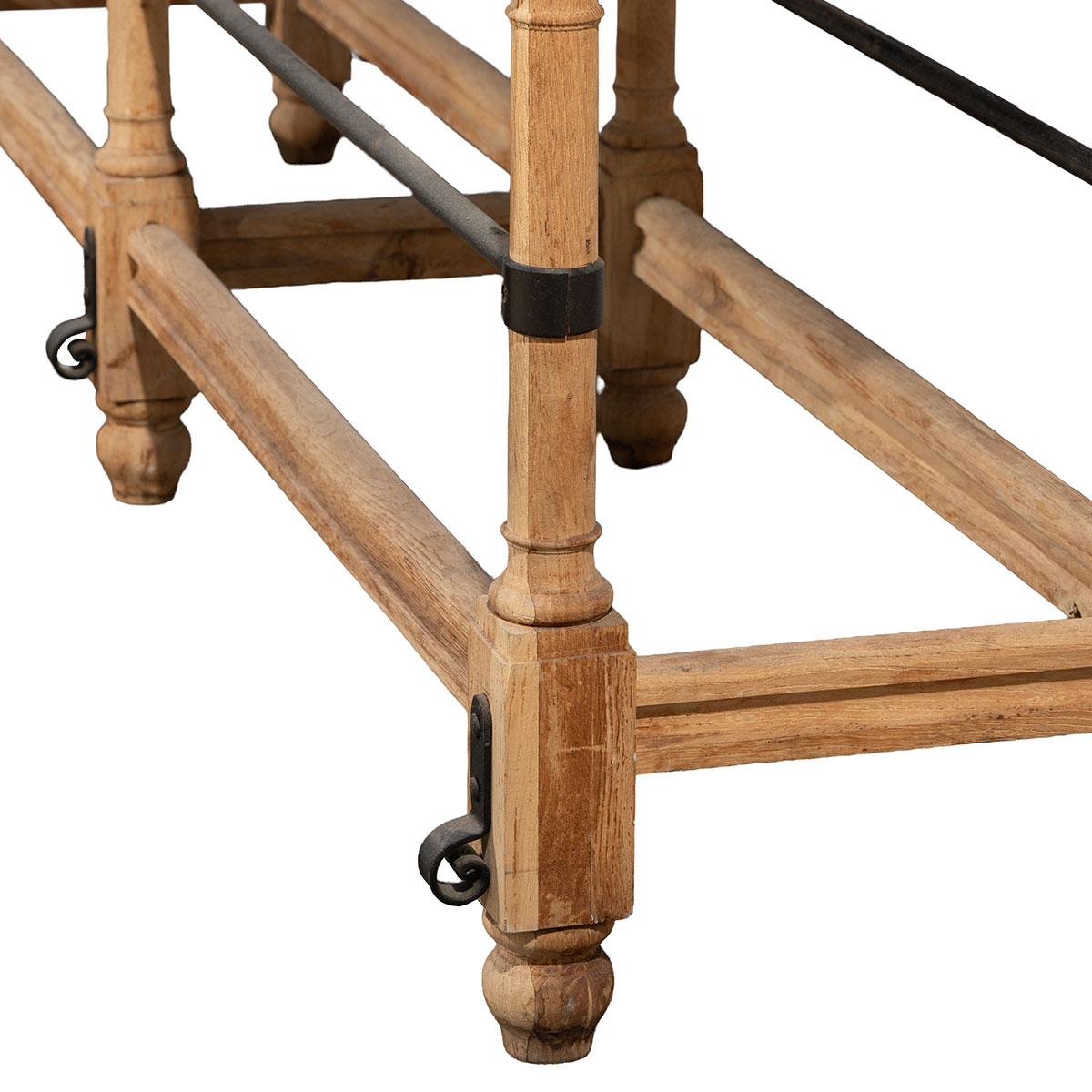 Vintage Oak Console with Iron Stretchers - Image 5