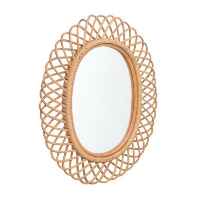 Vintage Oval Woven Rattan Mirror