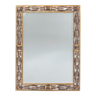 Vintage Italian Antiqued Gold and Silver Leaf Carved Mirror
