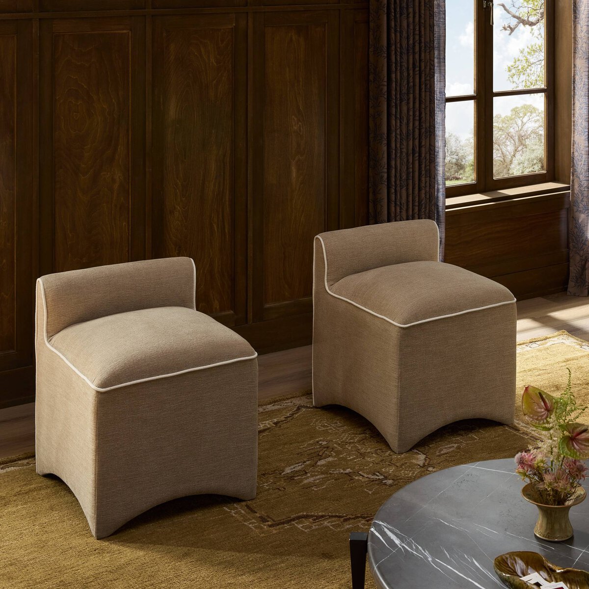 Traditional Flax Linen Stool - Image 11