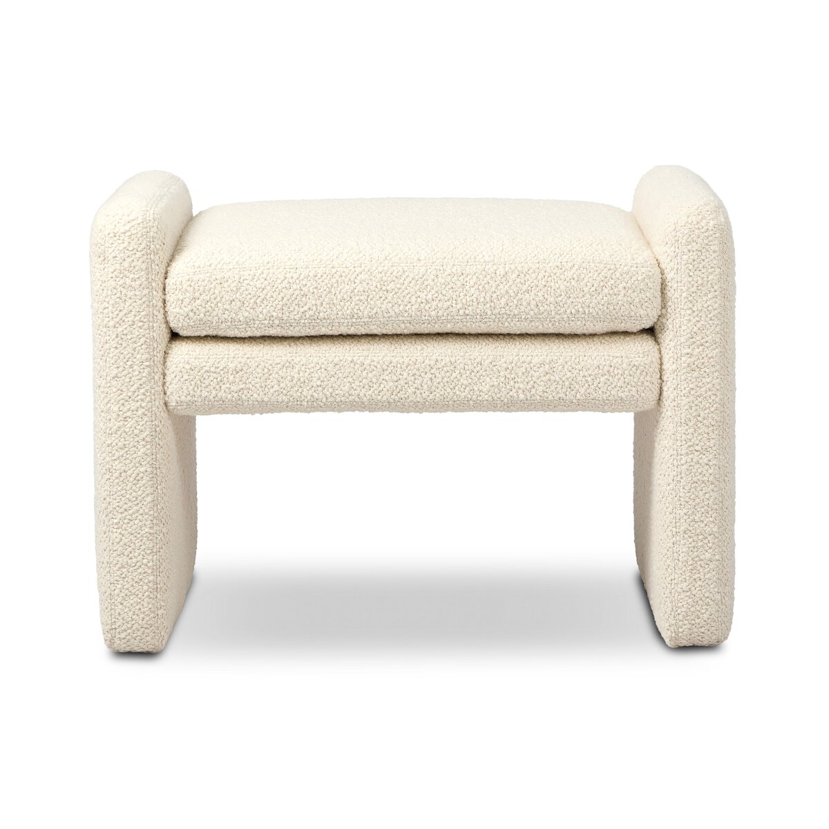 Rectangular Cream Boucle Stool - Image 2