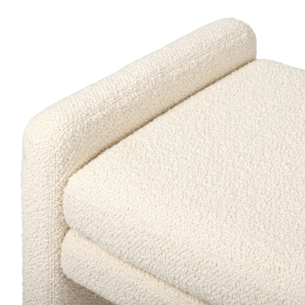 Rectangular Cream Boucle Stool - Image 3