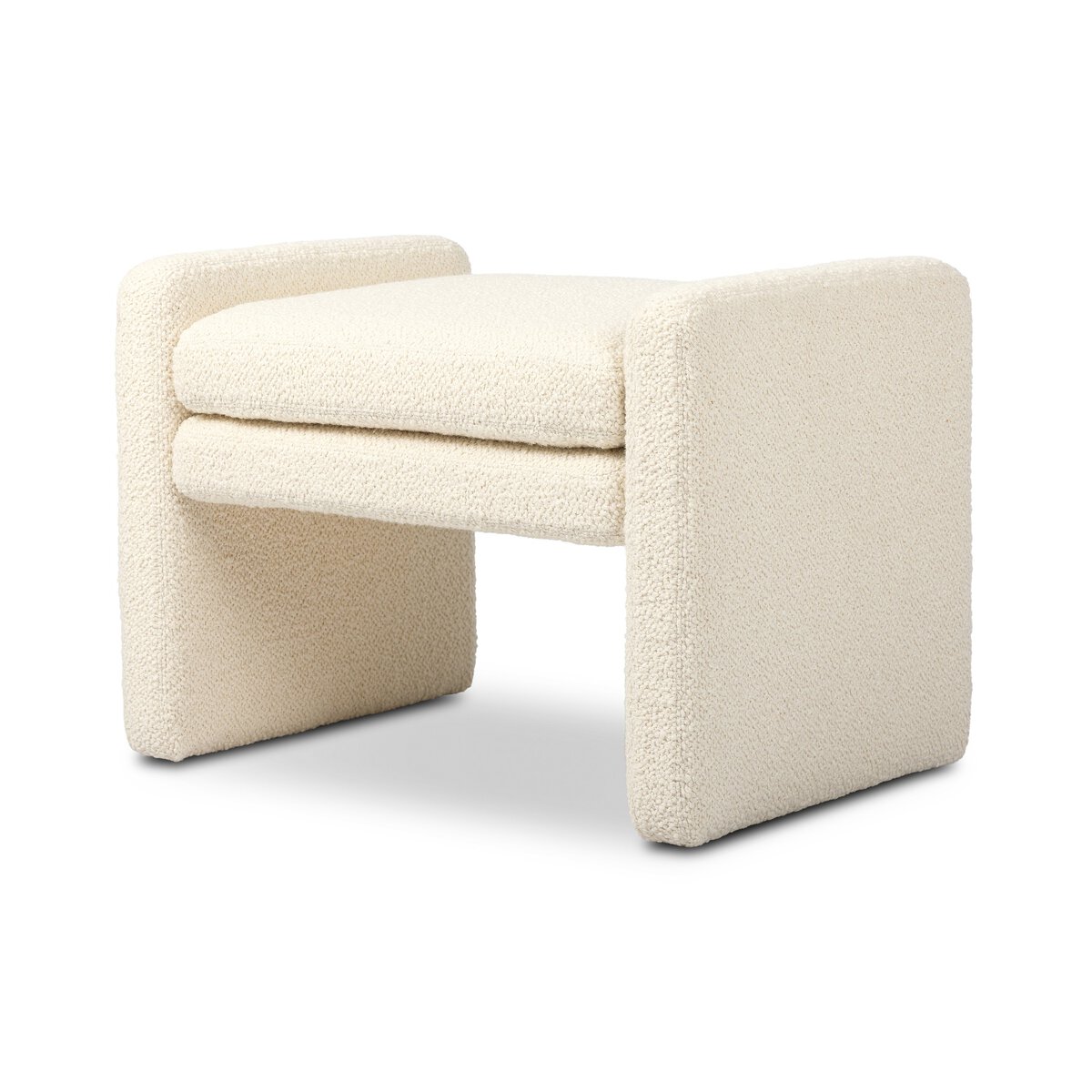 Rectangular Cream Boucle Stool