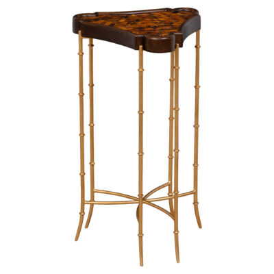 Penshell and Gold Faux Bamboo Side Table
